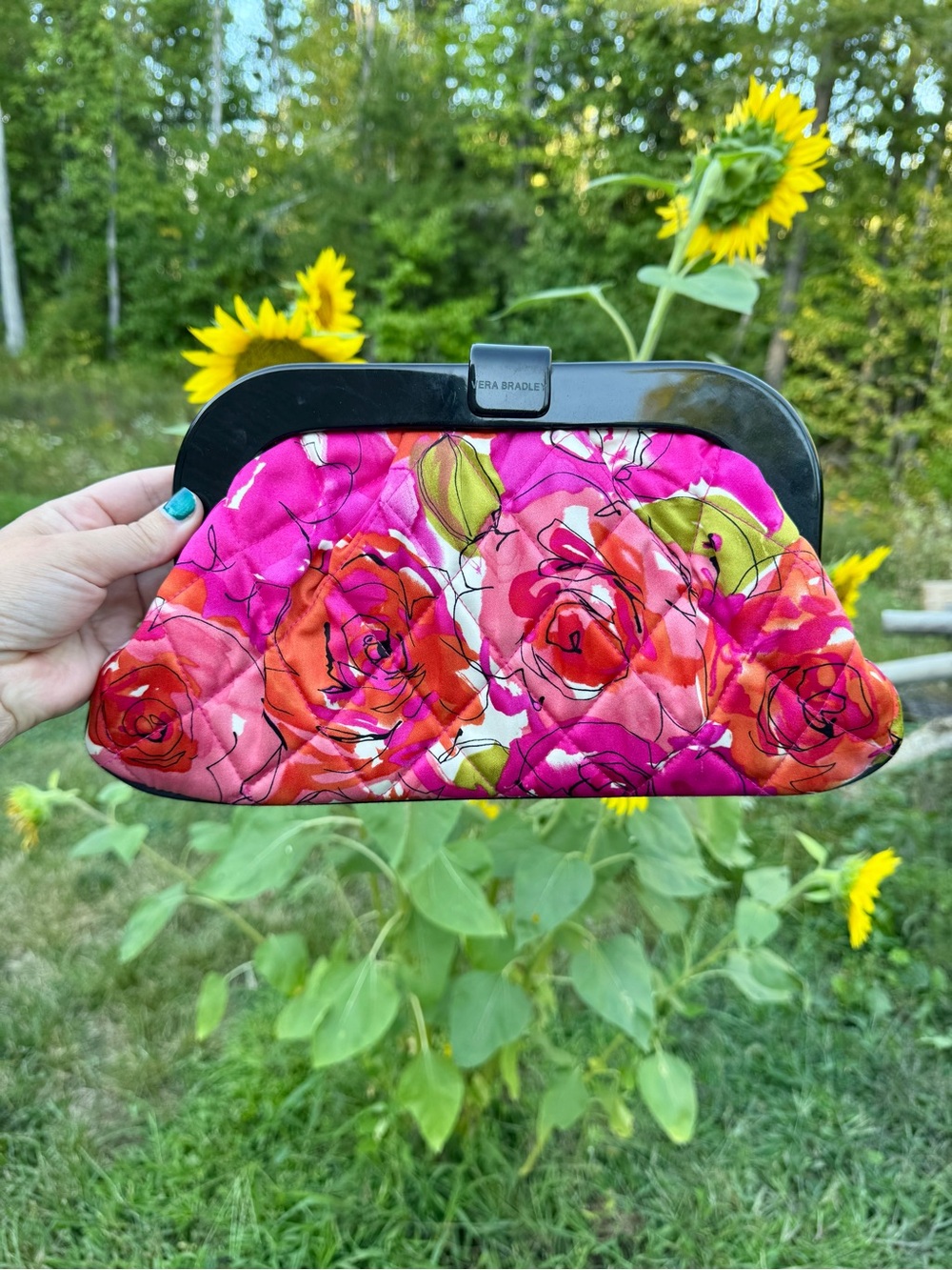Vera Bradley Vintage Rose Millie Sateen Clutch